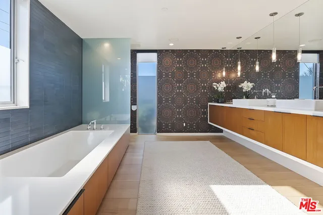 a view of a bathtub in a room