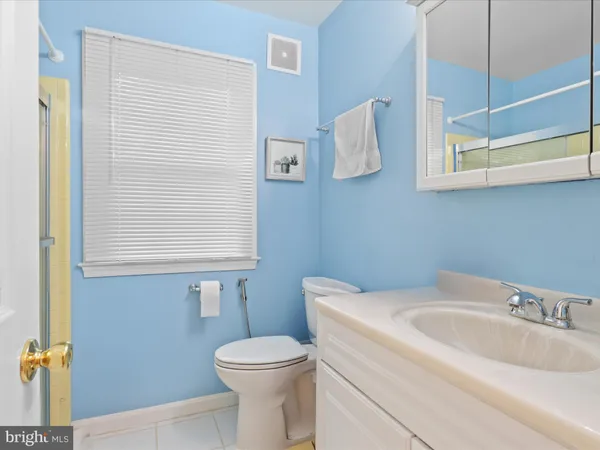 a bathroom with a sink a toilet and mirror