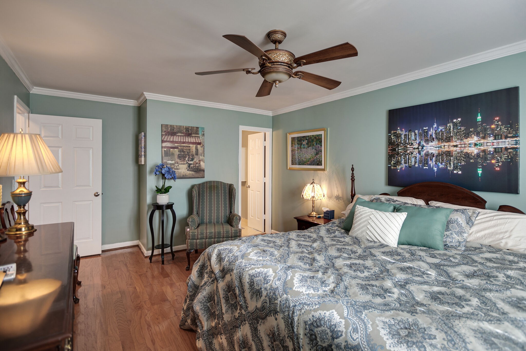 1011 General George Patton Road Nashville, TN 37221 - Photo 22 of 30 a bedroom with a bed and ceiling fan