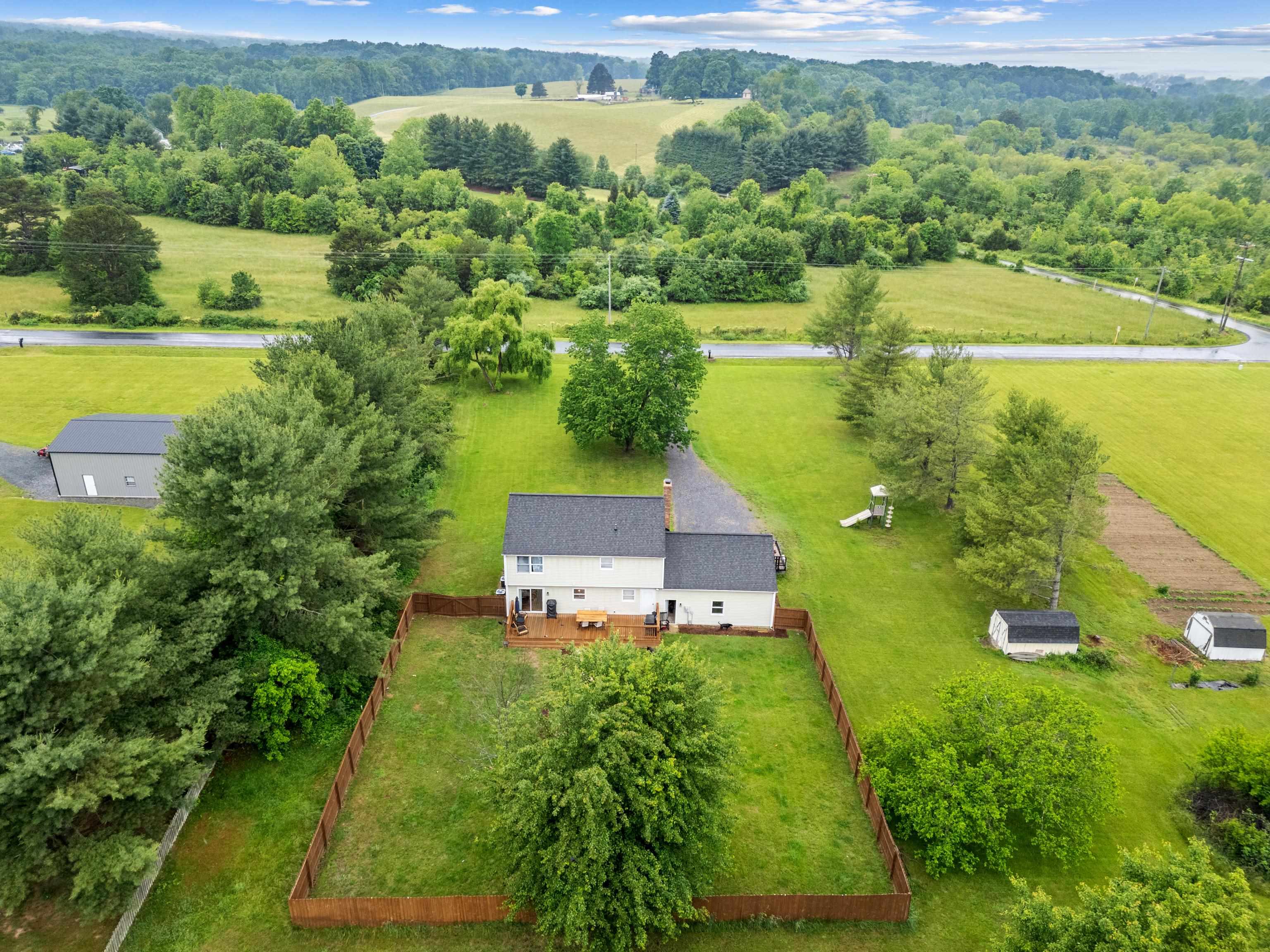 701 Horseshoe Circle Stuarts Draft, VA 24477 - Photo 62 of 70 an aerial view of a house with a garden and lake view