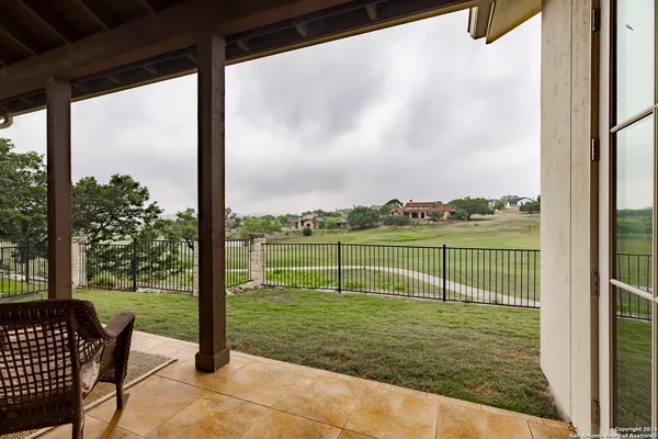 a view of a lake with a garden