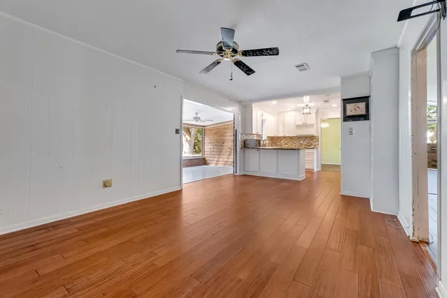 a backyard of a house with lots of green space