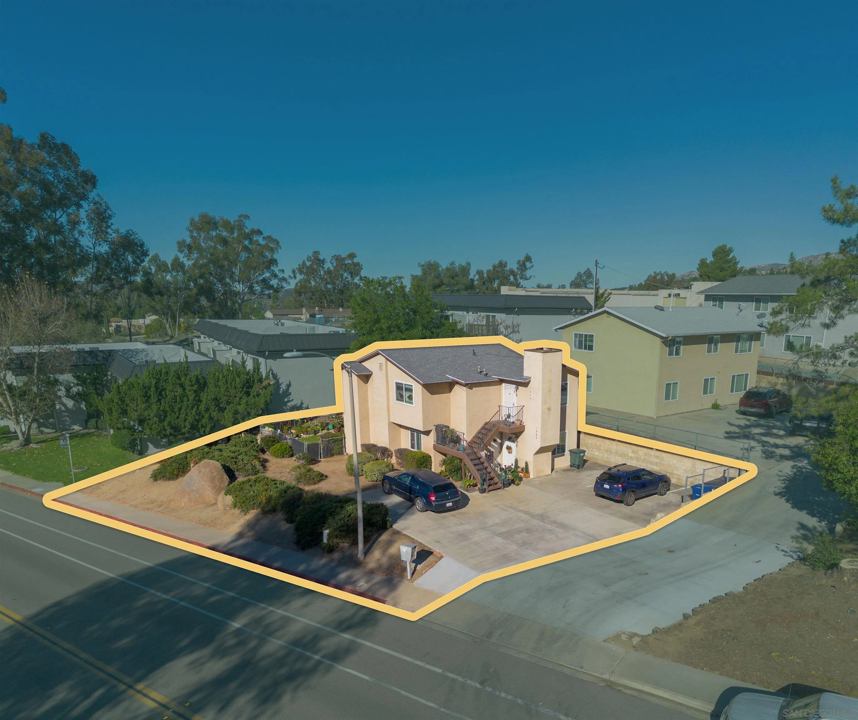 a view of a swimming pool with a patio