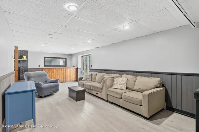 a living room with furniture and a couch