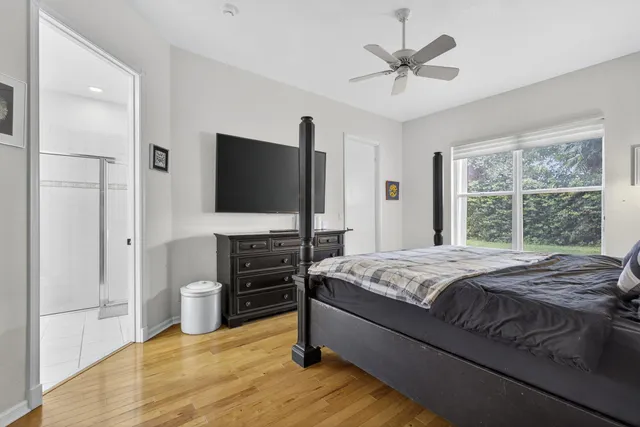 a view of a yard with potted plants