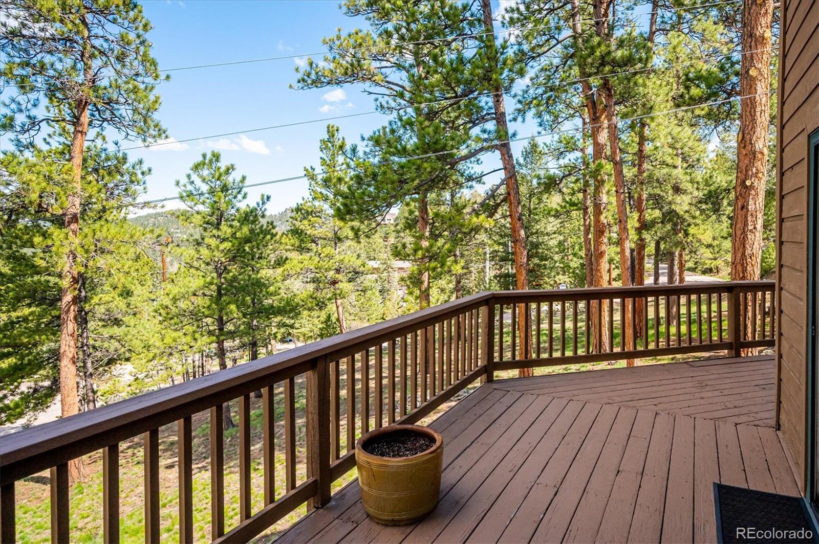4671 Independence Trail Evergreen, CO 80439 - Photo 26 of 39 a view of balcony with wooden floor and fence