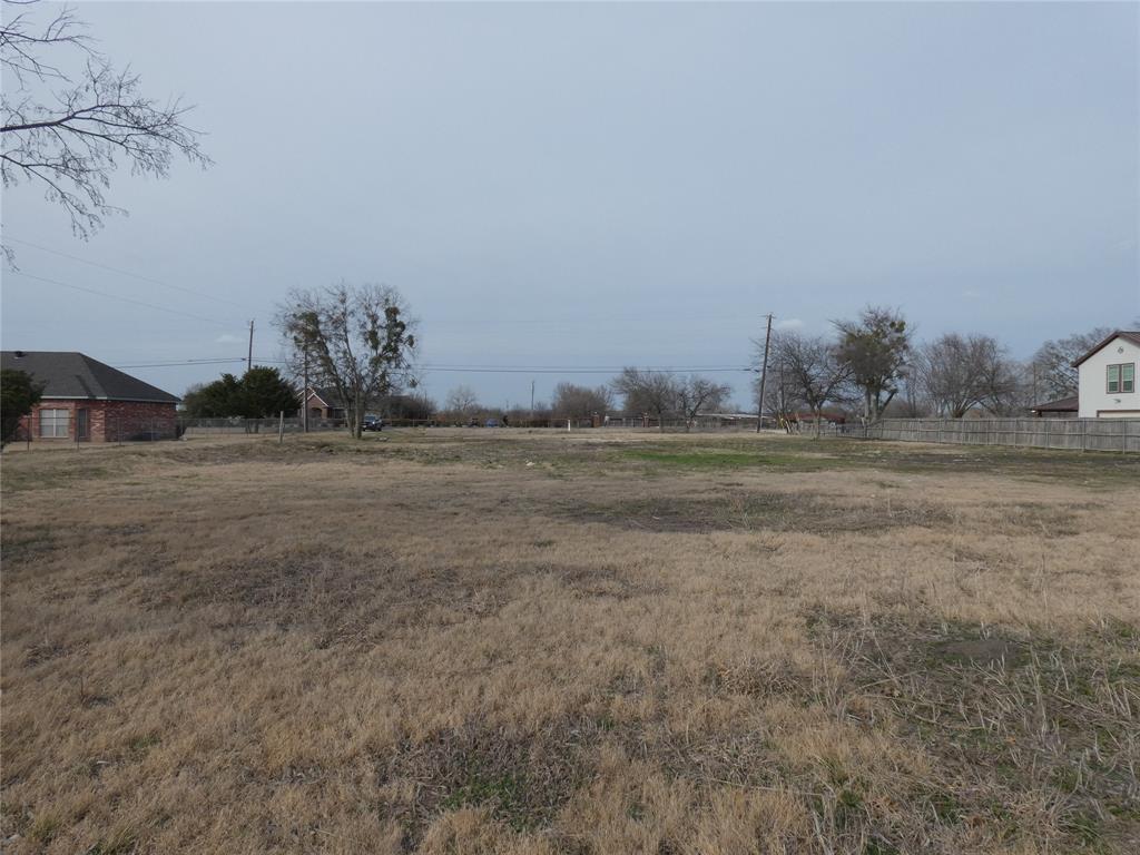 a view of dirt field with trees