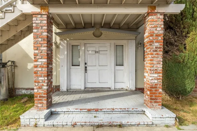 a front view of a house with a window