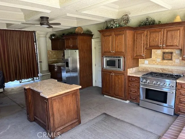 a living room with large window