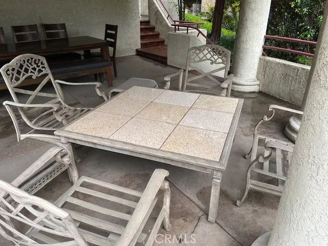 a view of a kitchen area with furniture