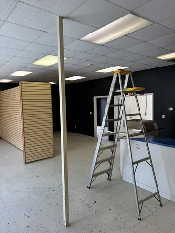 a room with washing machine