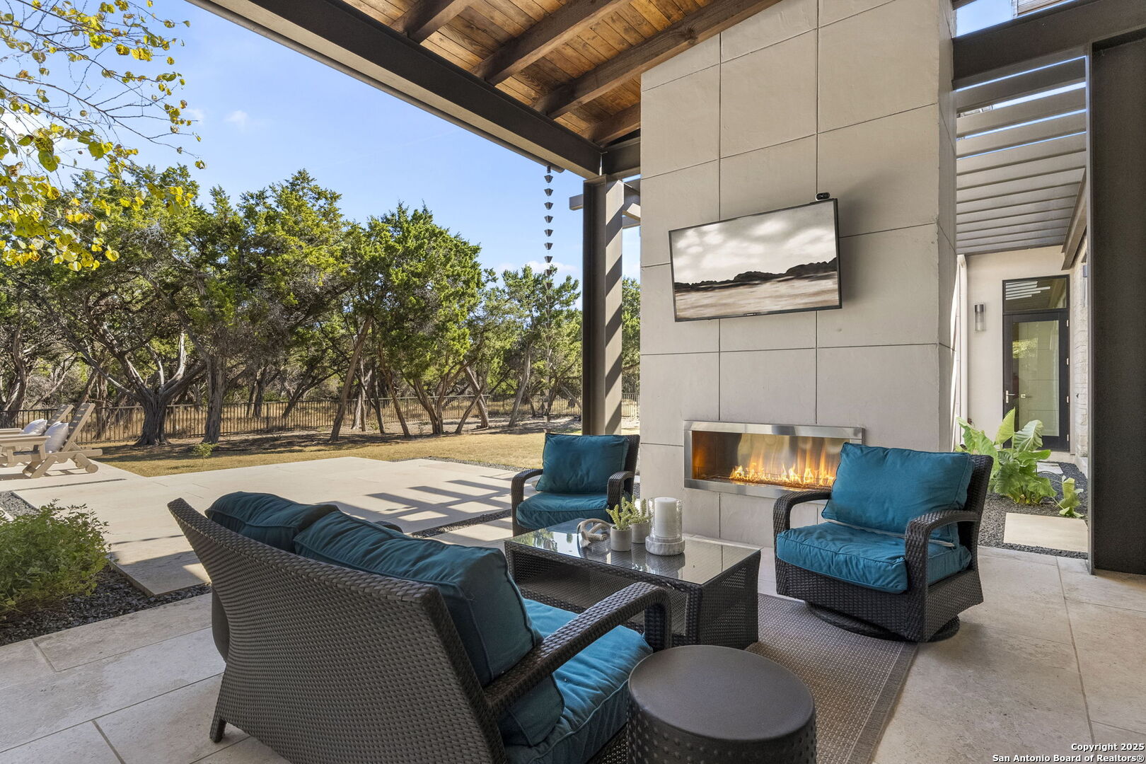 116 Sendero Ridge Boerne, TX 78006 - Photo 50 of 58 a outdoor living space with furniture and a fireplace