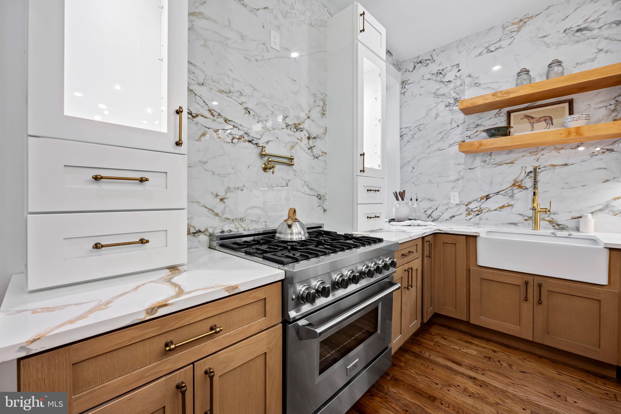 2641 North Calvert Street Baltimore, MD 21218 - Photo 9 of 47 modern-chefs-kitchen-carrera-quartz-gas-range-balt