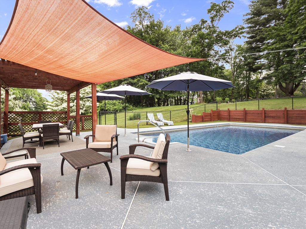 44 Locust Street Merrimac, MA 01860 - Photo 33 of 42 a swimming pool with outdoor seating and yard