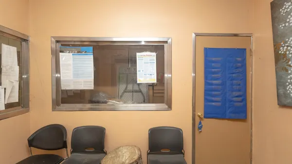 a view of two chairs in a room