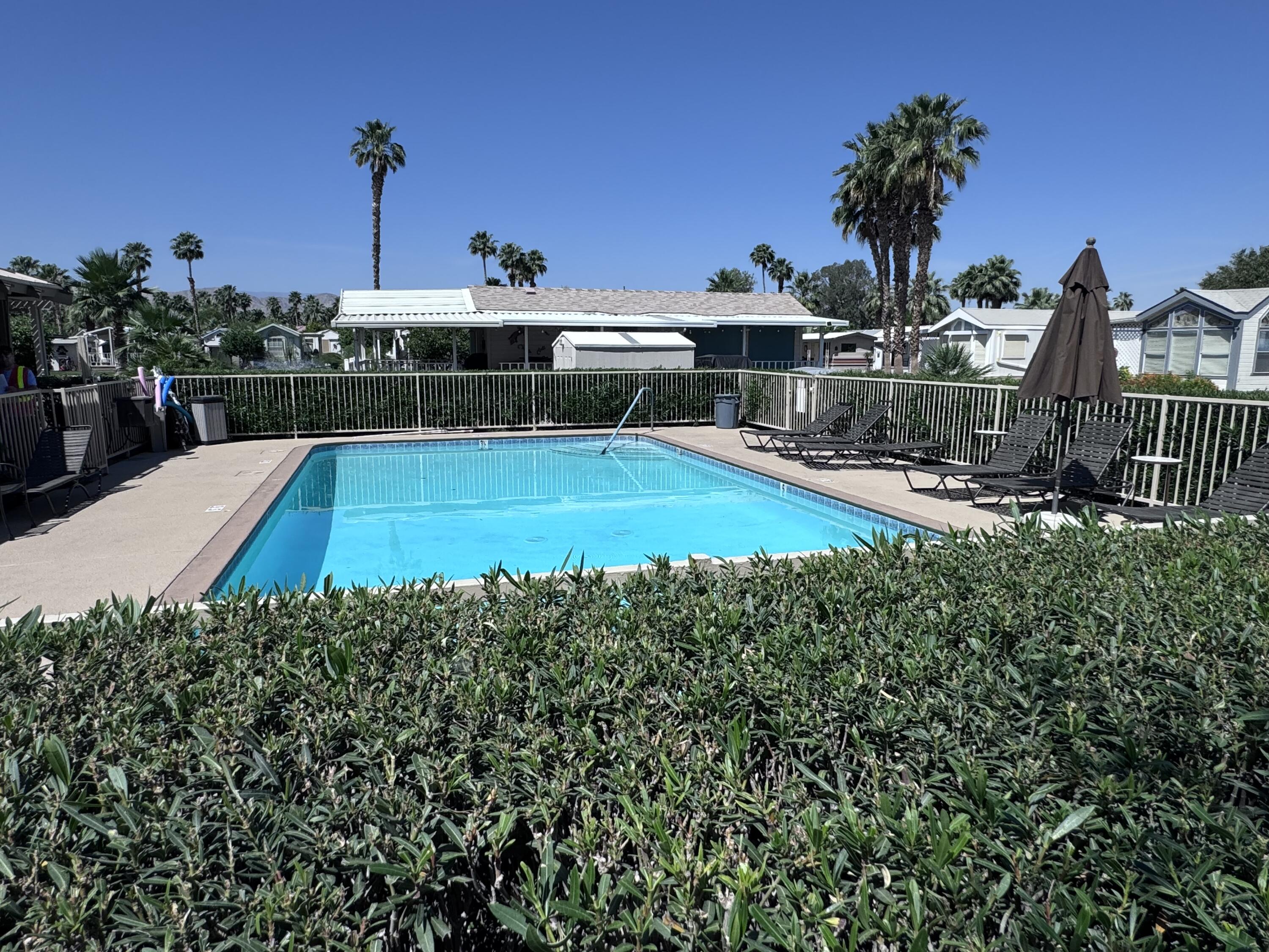81620 Ave 49, Unit 160B Indio, CA 92201 - Photo 13 of 18 a view of a swimming pool with an outdoor seating and a yard