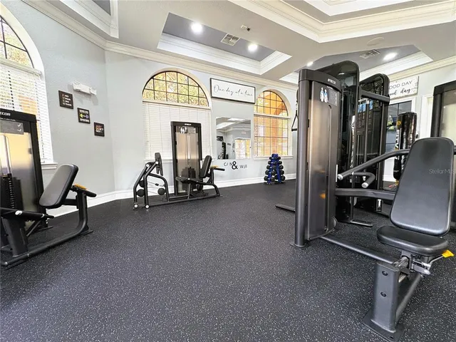 a view of a room with gym equipment