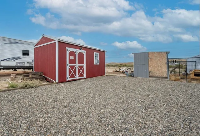 an aerial view of a parking and city view