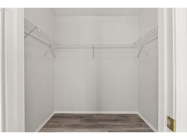 a view of an empty walk in closet