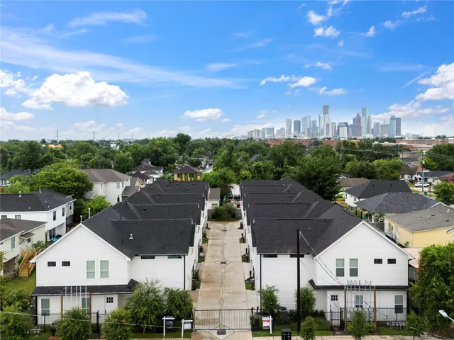 an aerial view of multiple houses