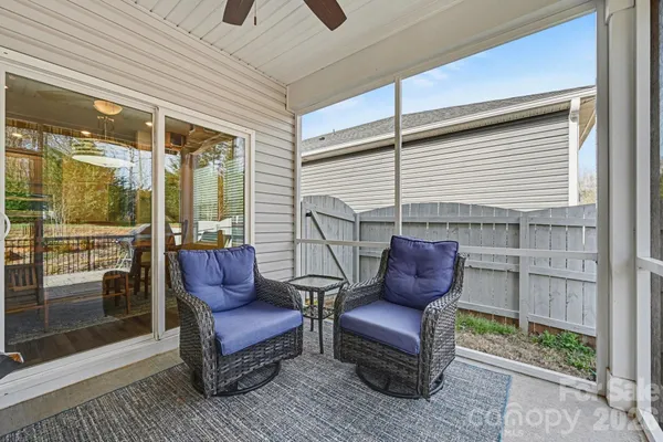 a view of a balcony with couch