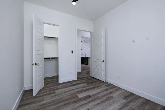 an aerial view of a house with a garden
