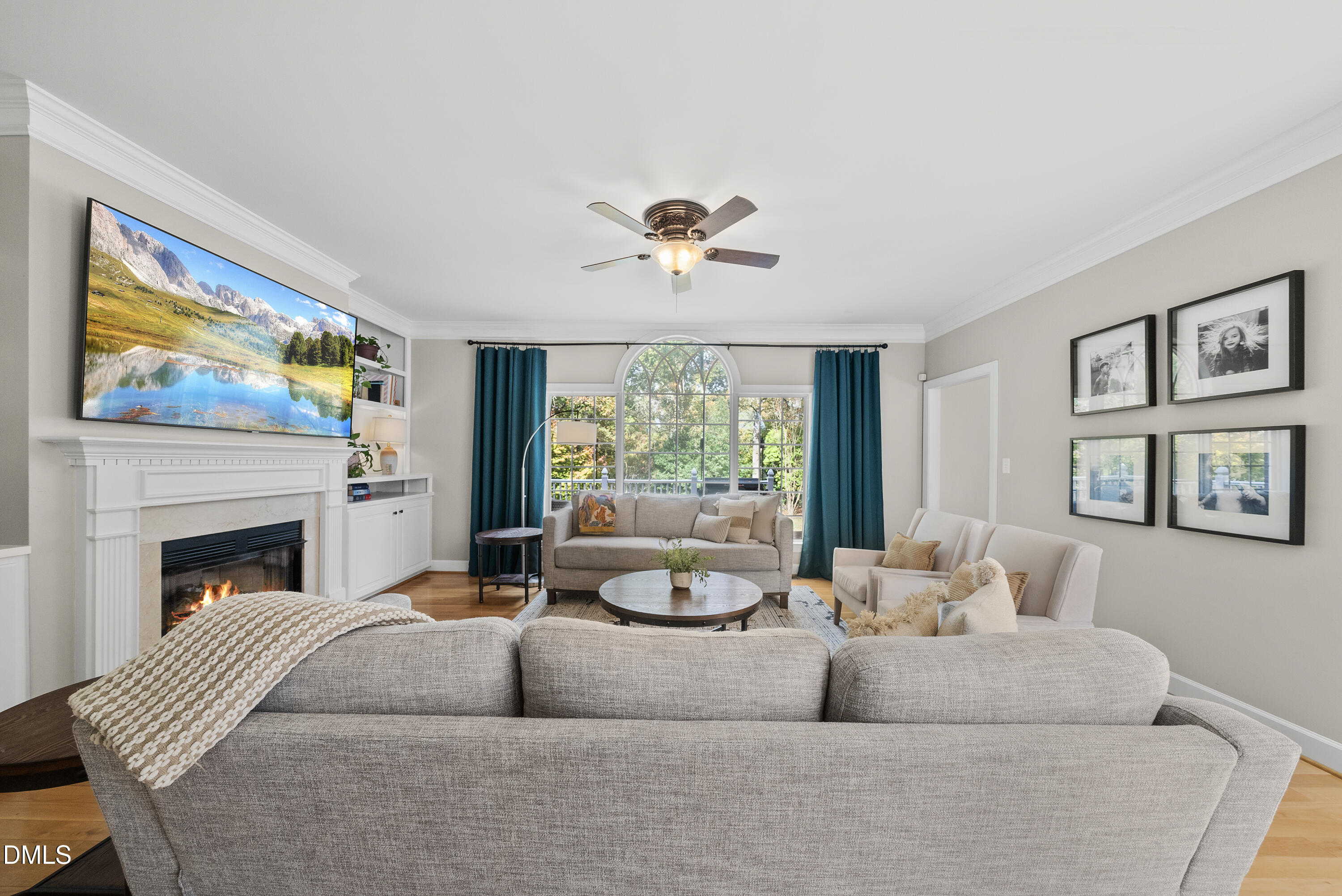 72 Clover Ridge Angier, NC 27501 - Photo 9 of 47 a living room with furniture two window and a fireplace