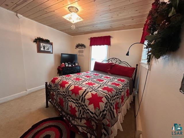 1601 4th Avenue International Falls, MN 56649 - Photo 17 of 50 Bedroom with carpet flooring, wooden ceiling, and baseboards