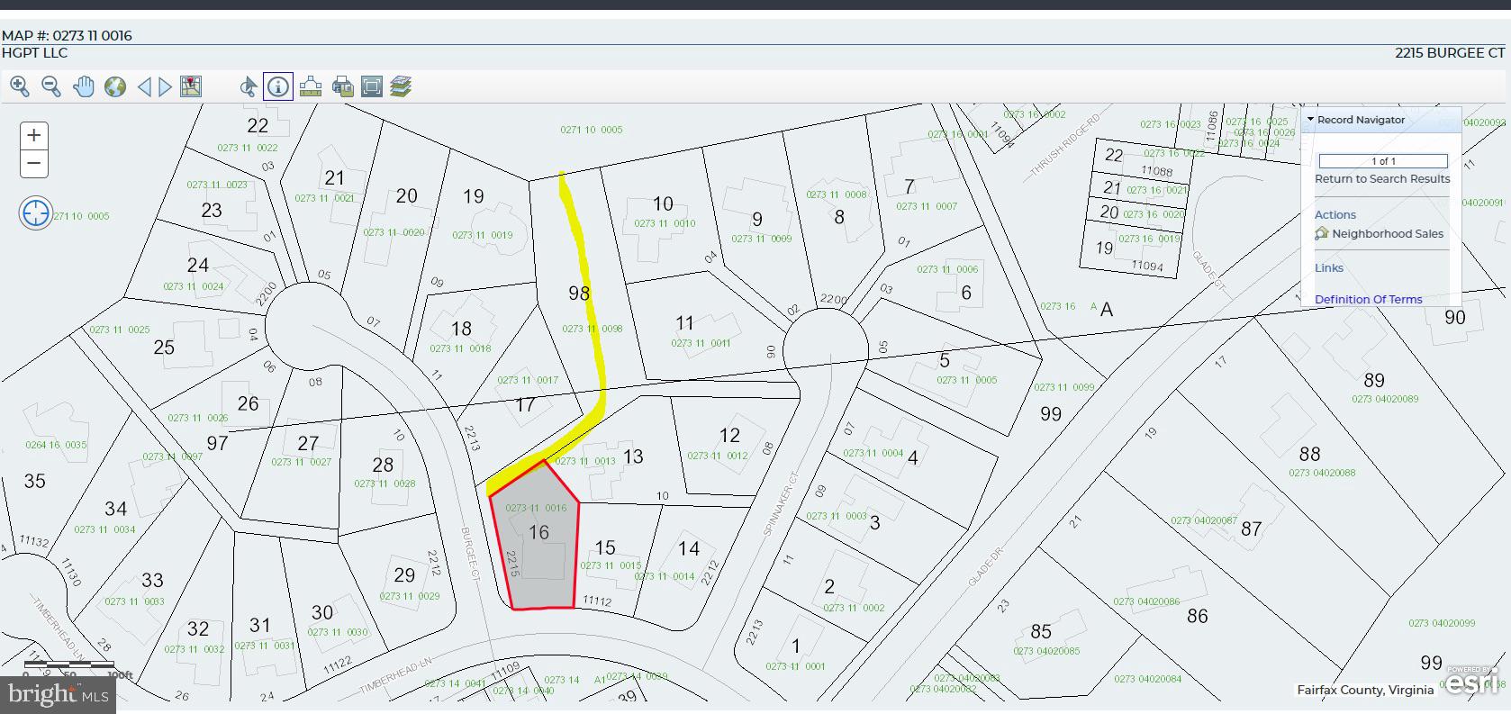 2215 Burgee Court Reston, VA 20191 - Photo 41 of 41 Red is property, yellow shows direct water access