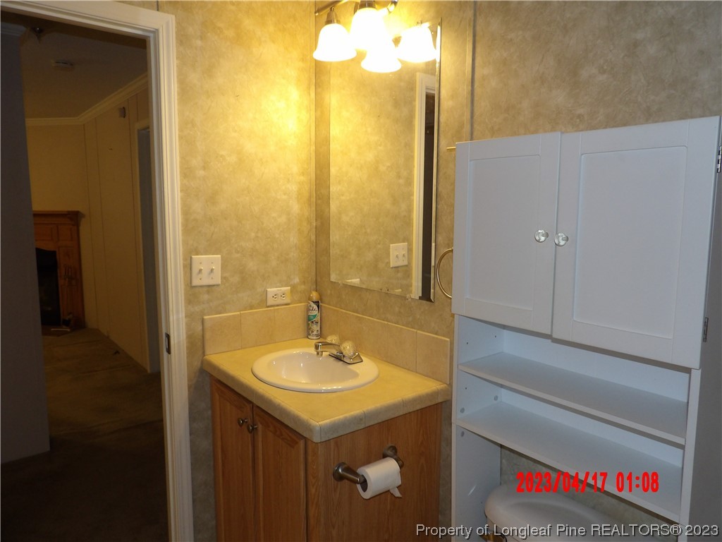 7349 Roslin Farm Road Hope Mills, NC 28348 - Photo 12 of 23 a bathroom with a sink and a mirror