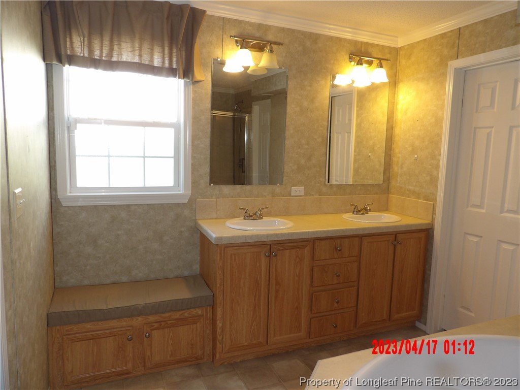 7349 Roslin Farm Road Hope Mills, NC 28348 - Photo 16 of 23 a bathroom with a sink and a mirror