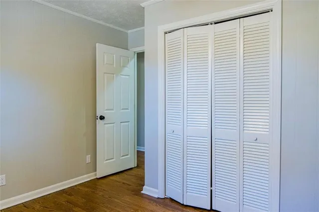 a view of small space with wooden floor