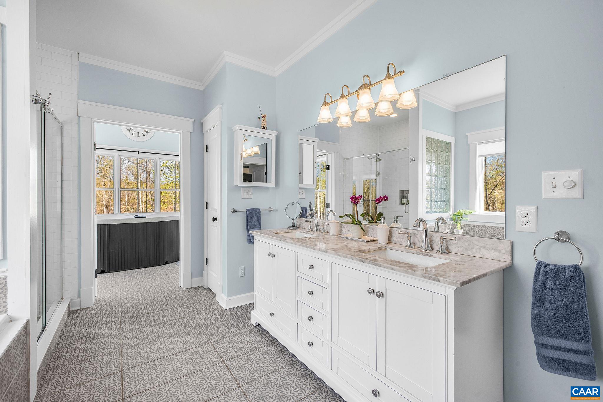 4764 Advance Mills Road Earlysville, VA 22936 - Photo 49 of 72 a spacious bathroom with a granite countertop sink mirror and a