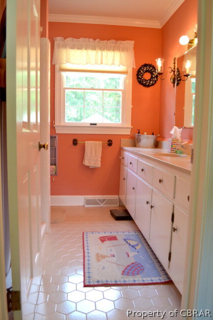 10306 Buckley Hall Road Mathews, VA 23109 - Photo 12 of 22 a bathroom with a sink a mirror and a shower