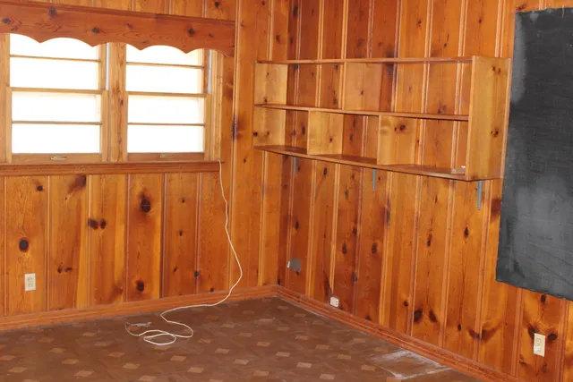 a view of a door with wooden door