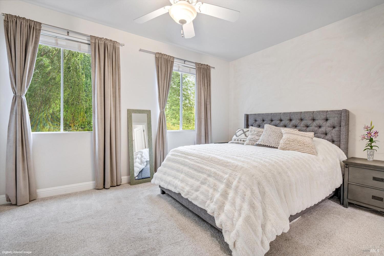 2084 Cooper Drive Santa Rosa, CA 95404 - Photo 13 of 37 Primary bedroom with Black out curtains and a nice view of the Pepper Tree