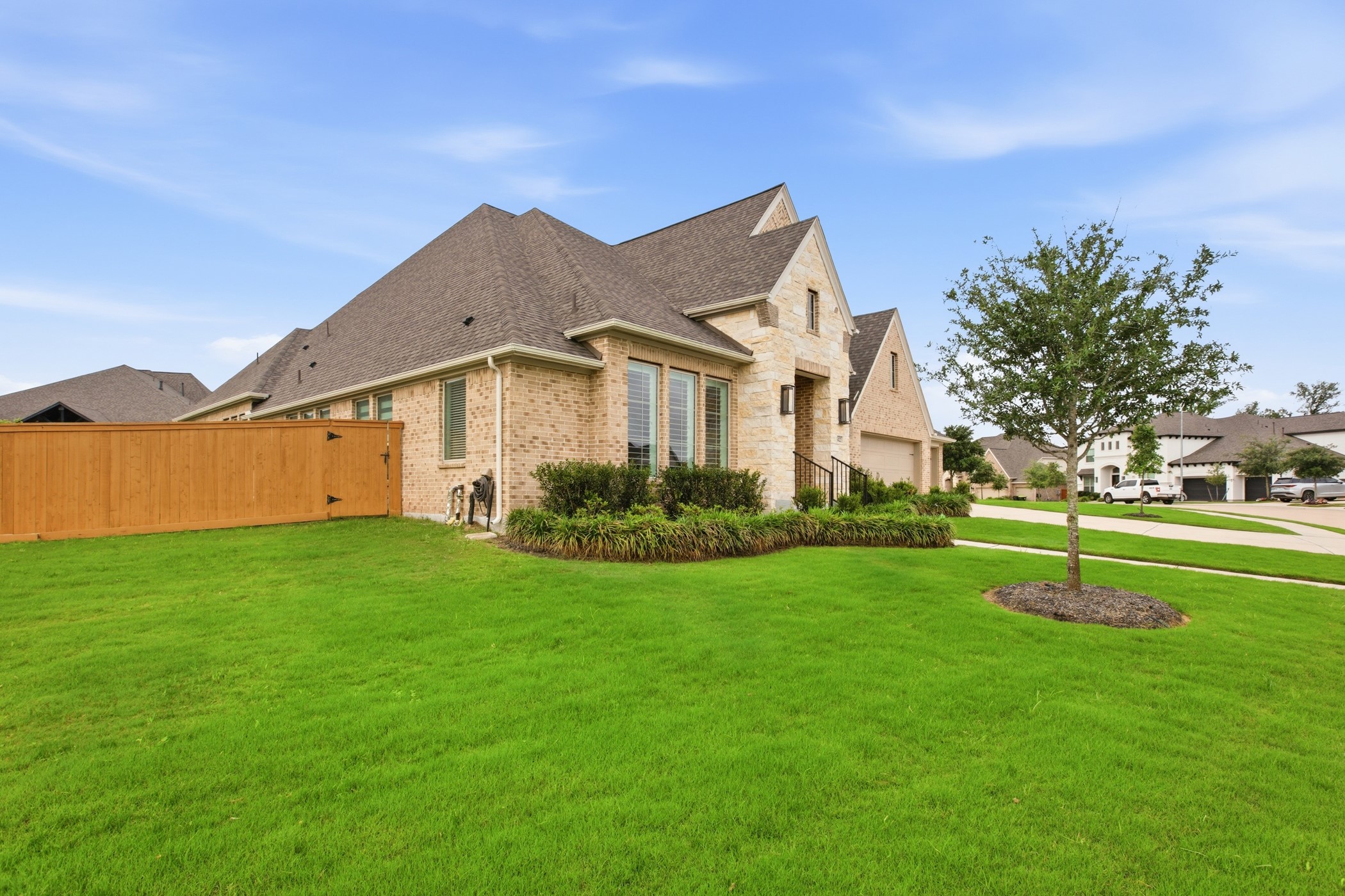 5422 Farm Hill Way Fulshear, TX 77406 - Photo 48 of 50 a view of a house with a big yard potted plants and large tree