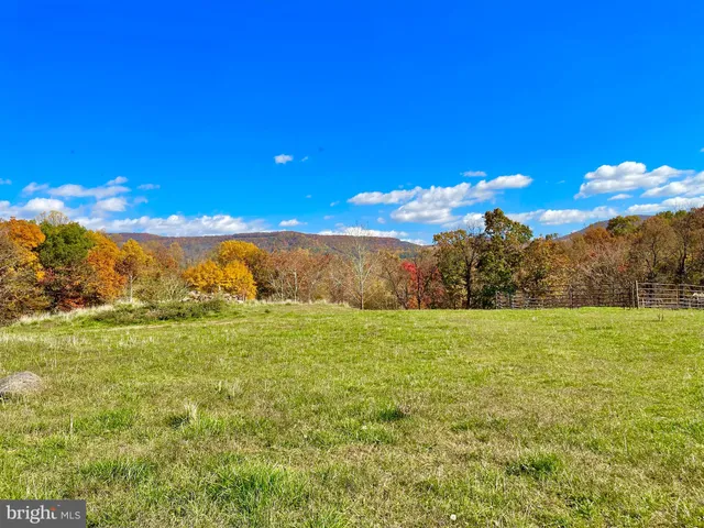 a view of a big yard with lots of green space and mountain view