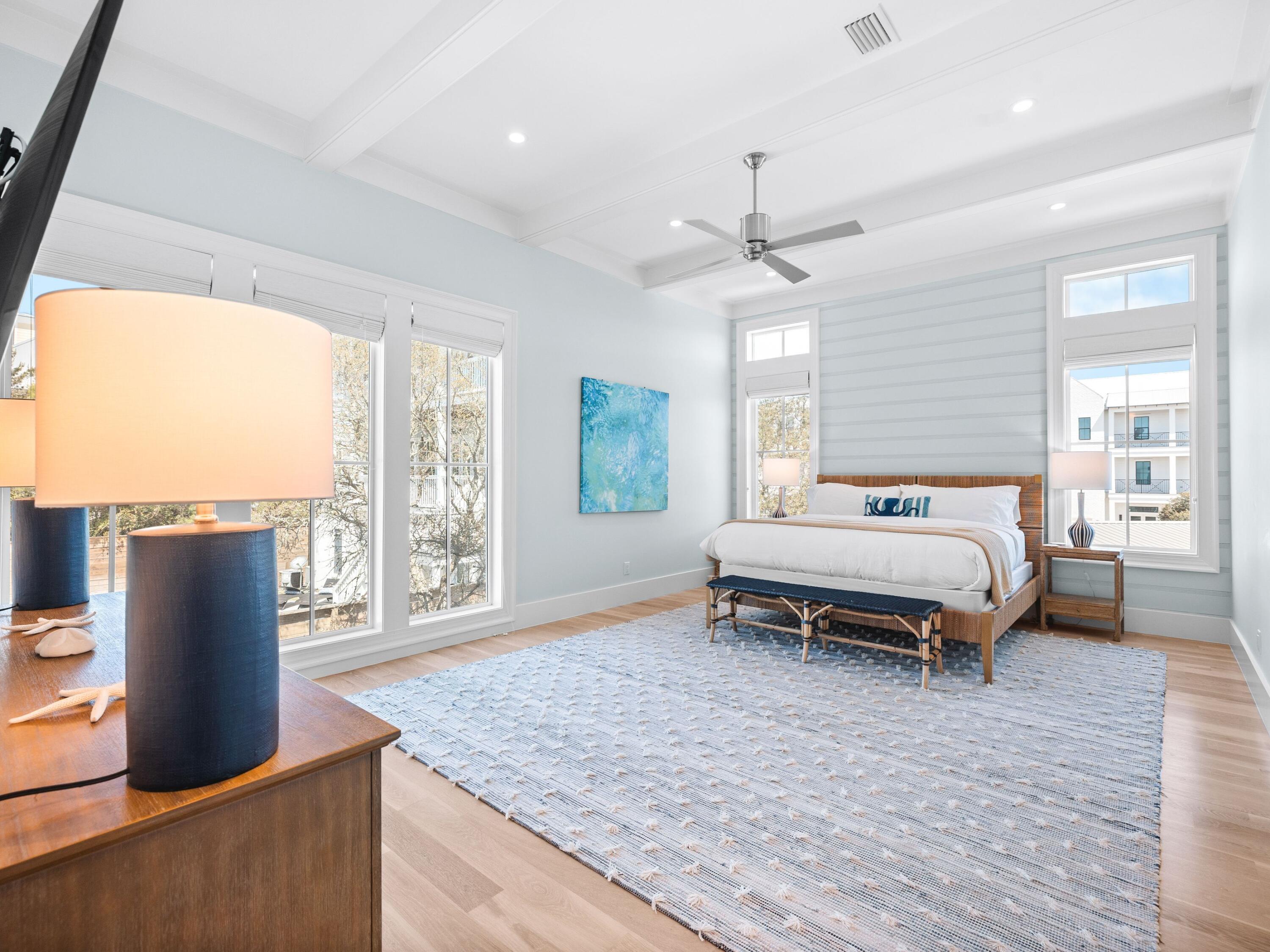 178 Pompano Street Inlet Beach, FL 32461 - Photo 37 of 49 a bedroom with a large bed and a large window