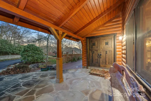 a view of porch with a backyard