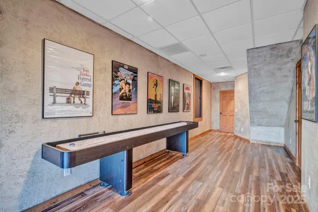 a bathroom with a sink vanity and mirror