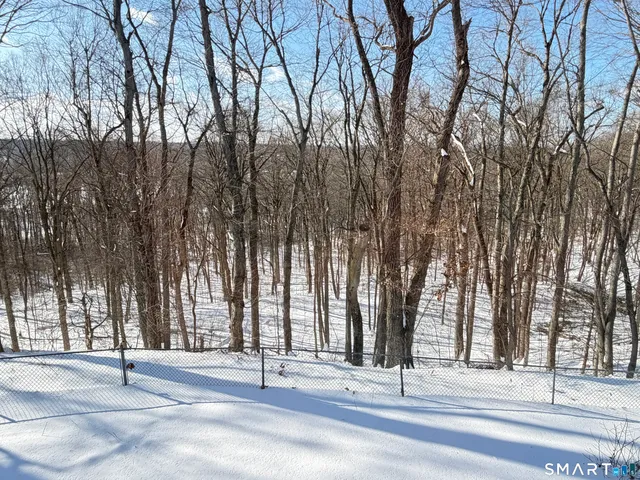 a view of a fountain with a trees in the background