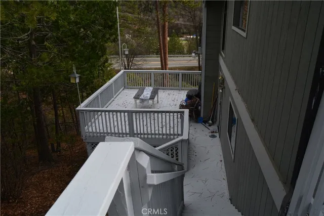 a balcony with a yard