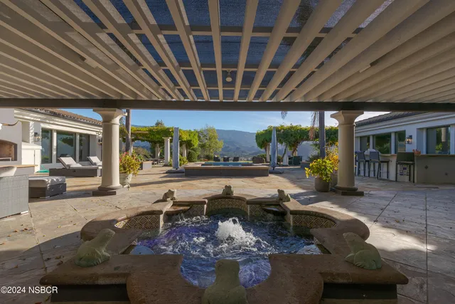 a view of a terrace with a bench