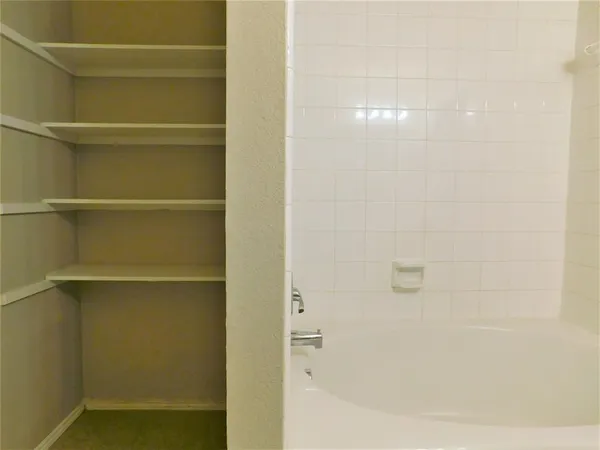 a bathroom with a bathtub