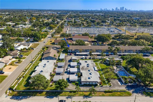 an aerial view of multiple house