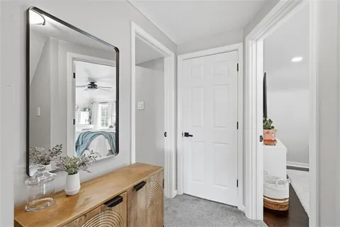 a room with a table and chairs