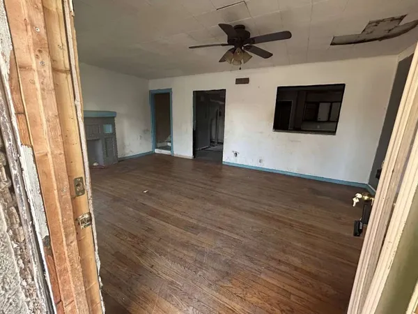 a view of a livingroom with a flat screen tv
