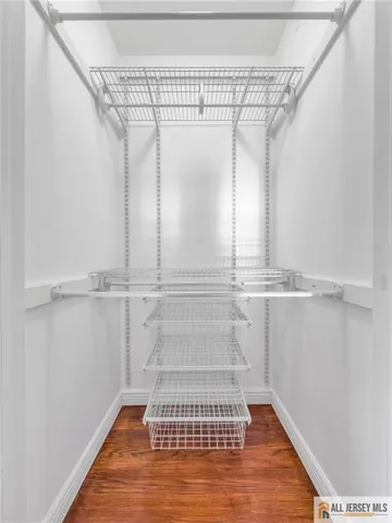 a view of a room with racks on the wall