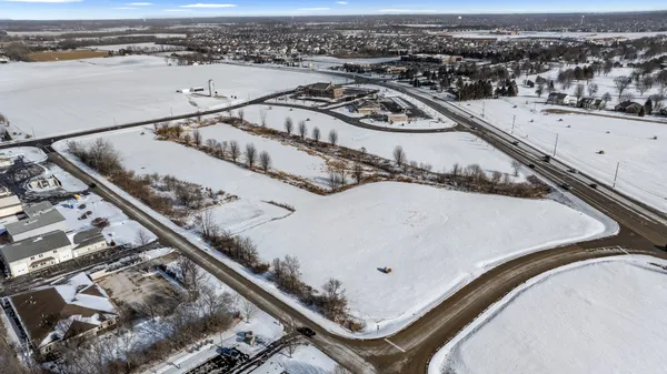 an aerial view of a residential building